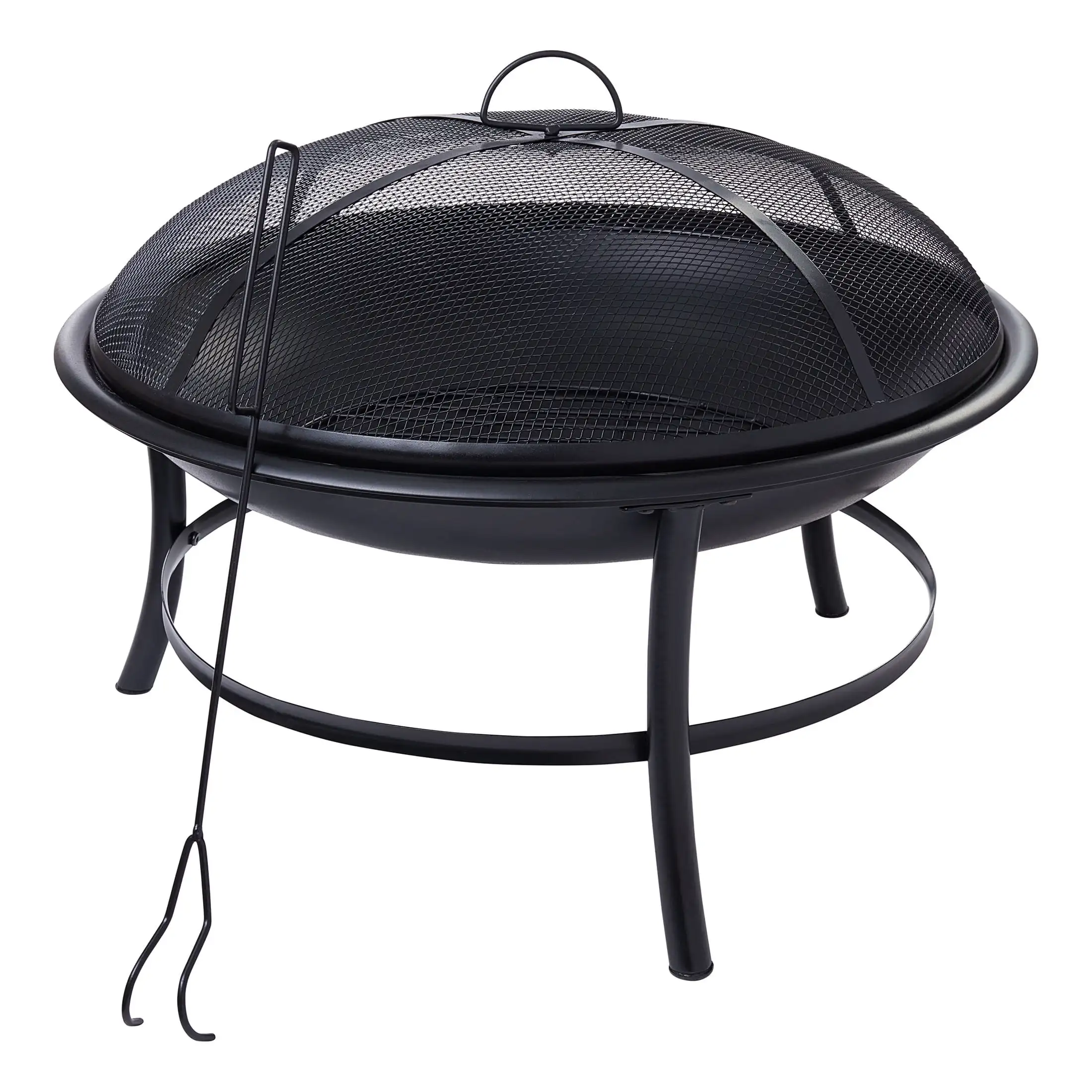 26‑Inch Round Iron Wood‑Burning Outdoor Fire Pit, Black