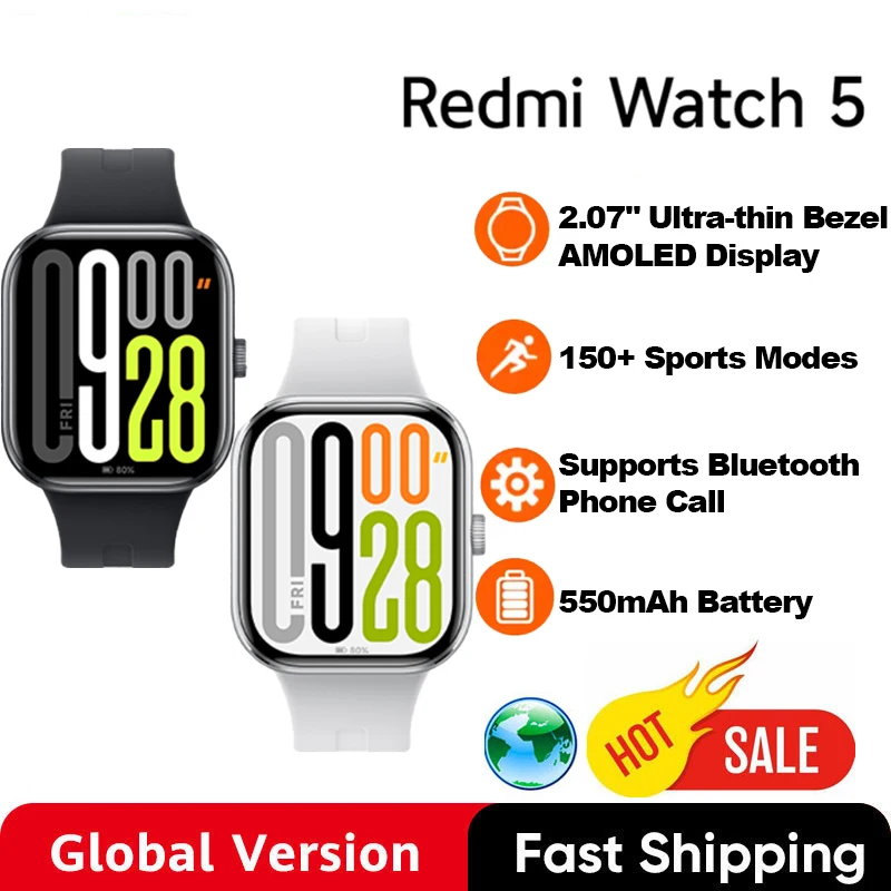 

Глобальная версия Redmi Watch 5,07-дюймовый AMOLED-дисплей, 150 спортивных режимов, аккумулятор 550 мАч, монитор сердечного ритма и кислорода в крови