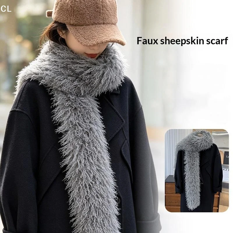AttireTrove1Pcs Thickened Double-Sided Scarf New Imitation Cashmere Faux Fur Scarf Soft Neck Warmer Winter Wear