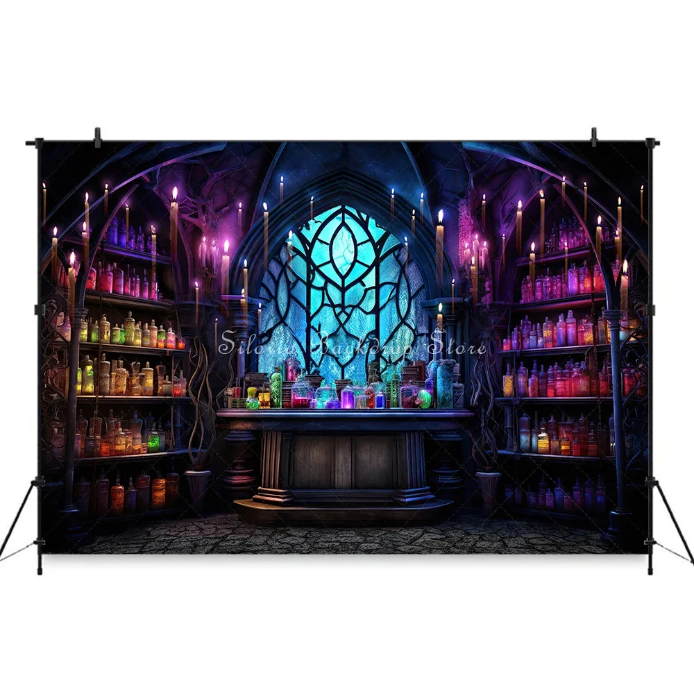 Halloween Photo Background Magic Potion Room Theme Photo Studio Props for Kids Portrait Cake Smash Photography Backdrops