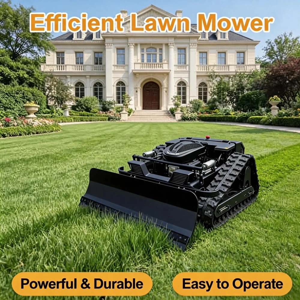 Customized tracked lawn mower for efficient trimming of garden farms using wireless remote control cutting width of 500mm