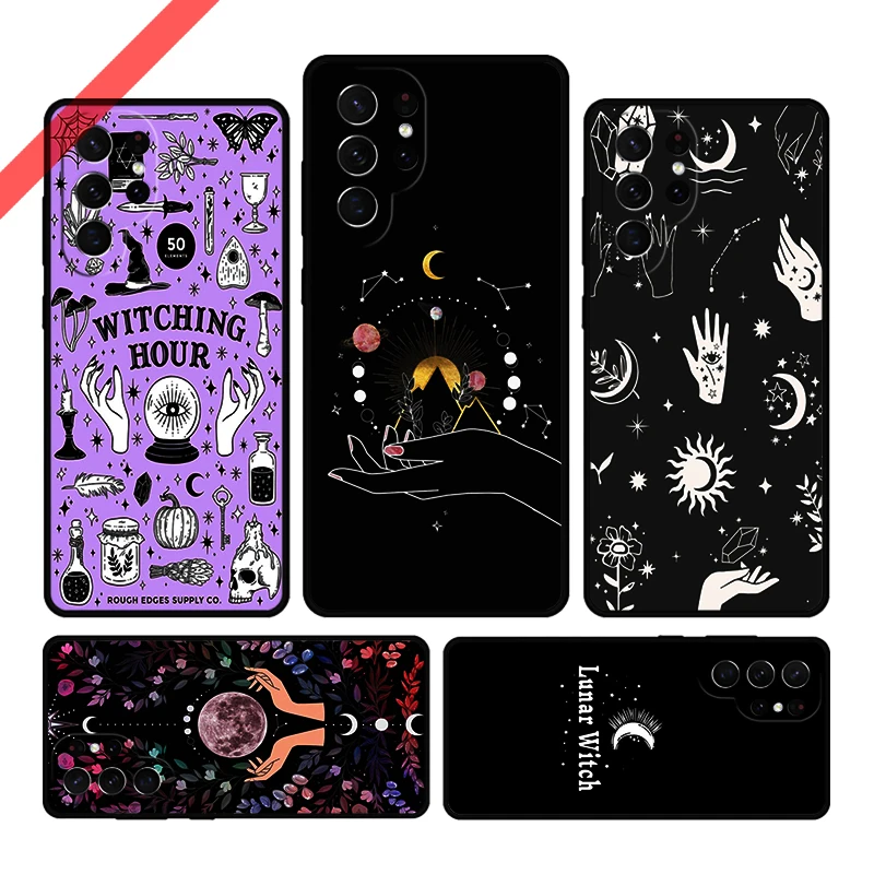 Witch Lunar Magic Phone Case For Samsung Galaxy S20 FE S21 S10 S23 Plus S24 S22 Ultra Coque Note20 Note10 S9 S8 Cover Capa