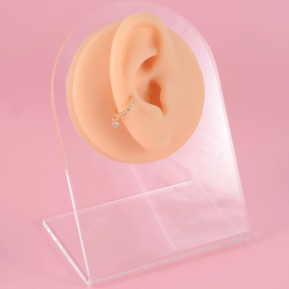 حلقة مطلية بالذهب ، إبزيم أذن بلون فضي ، مجوهرات ثقب حلزوني للغضروف ، نجمة زركون ، ورقة زركون ، قرط ، 1 فقط دائرية