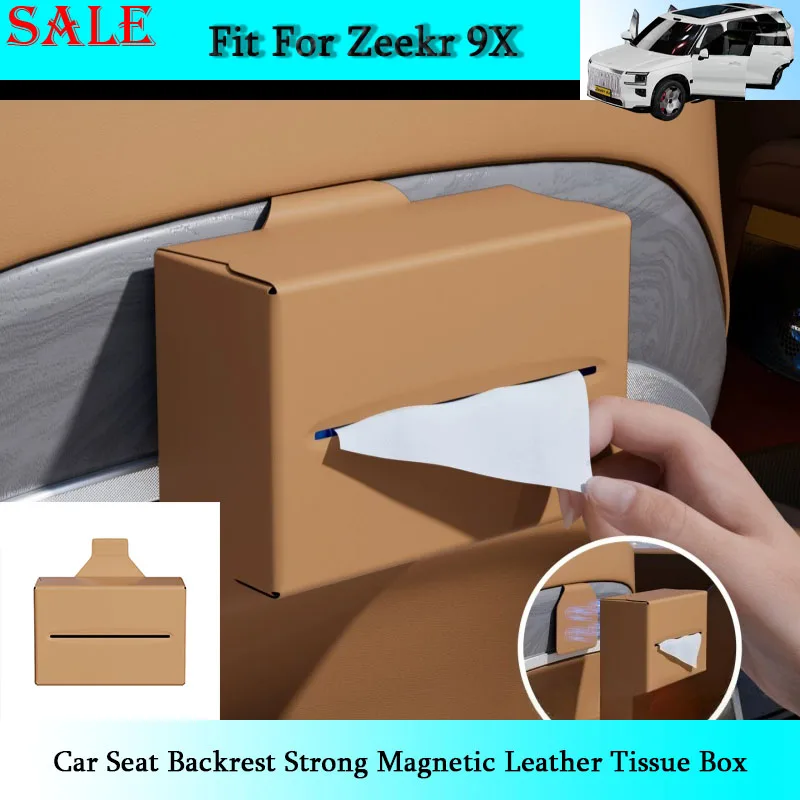 Fit for Zeekr 9X 2025 2026 Car Seat Backrest Strong Magnetic Leather Tissue Box Car Interior Modification Accessories