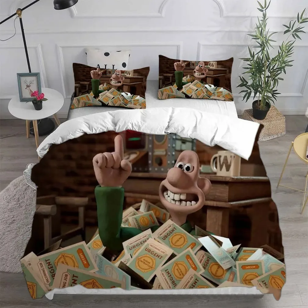 Cartoon movie Wallace and Gromit dog Poster Duvet Cover Sets, Wallace & Gromit Bedding Sets Kids Adult Size