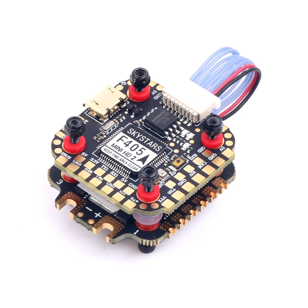 20x20mm Skystars F405 Mini HD2 Flight Controller and KM35 35A 3-6S ESC Stack