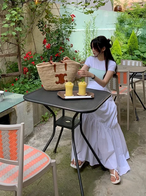 

White A-Line Dr Women's Summer Fre Faion Versatile Small Design Sense Pleated Skirt Trendy Commute Sle