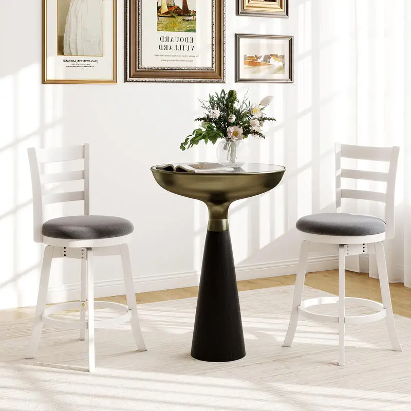 

25"/30.5" Swivel Barstools Set of 2 360° Rotating Bar/Counter Height Chairs with Upholstered Seat-25 Inch