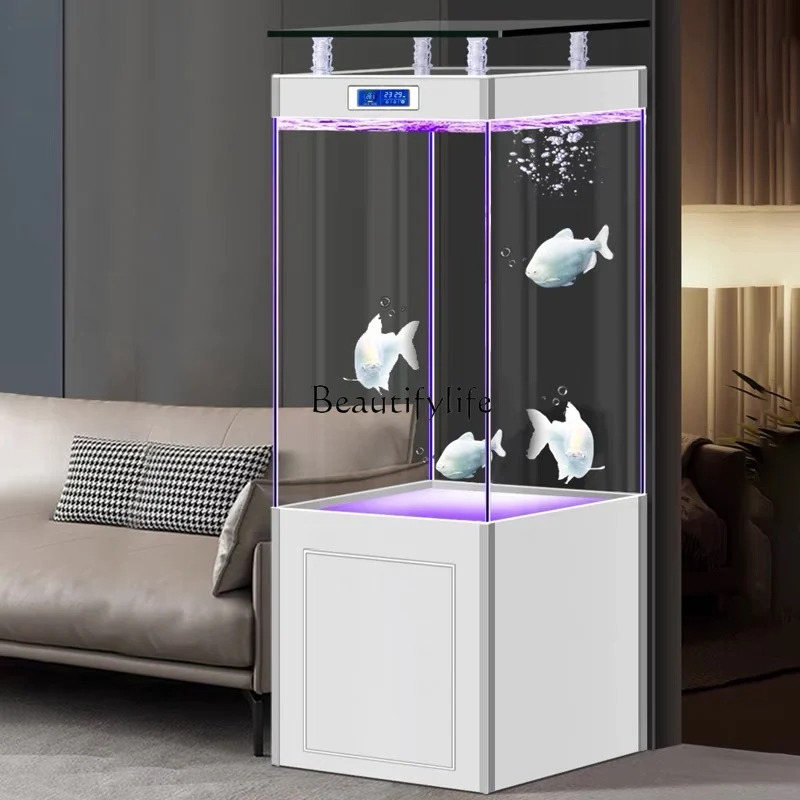 Jinjing Super White Glass Living Room Dragon Fish Tank Home Standing against the Wall Change Water Aquarium