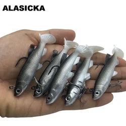 ALASICKA 13g 8cm Lead Soft Fishing Lure T tail Wobblers Swimbait Silicone Artificial Bait Carp Fishing Jig Fish Accessories