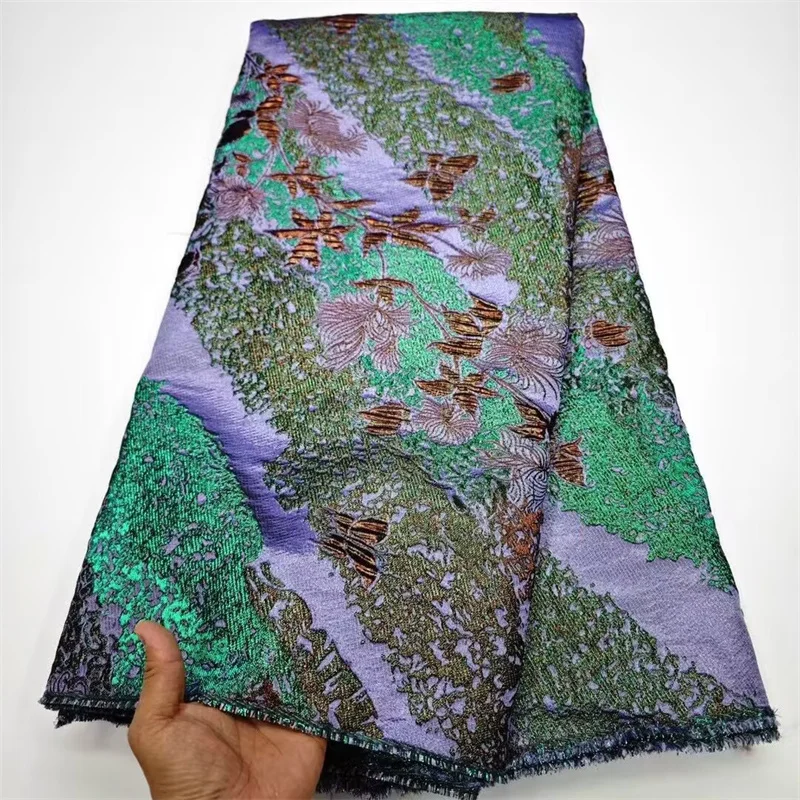 

2025 High Quality African Nigerian Gilding Tulle Lace Fabric Embroidery Organza French Lace Jacquard Brocade Lace Fabric Sewing