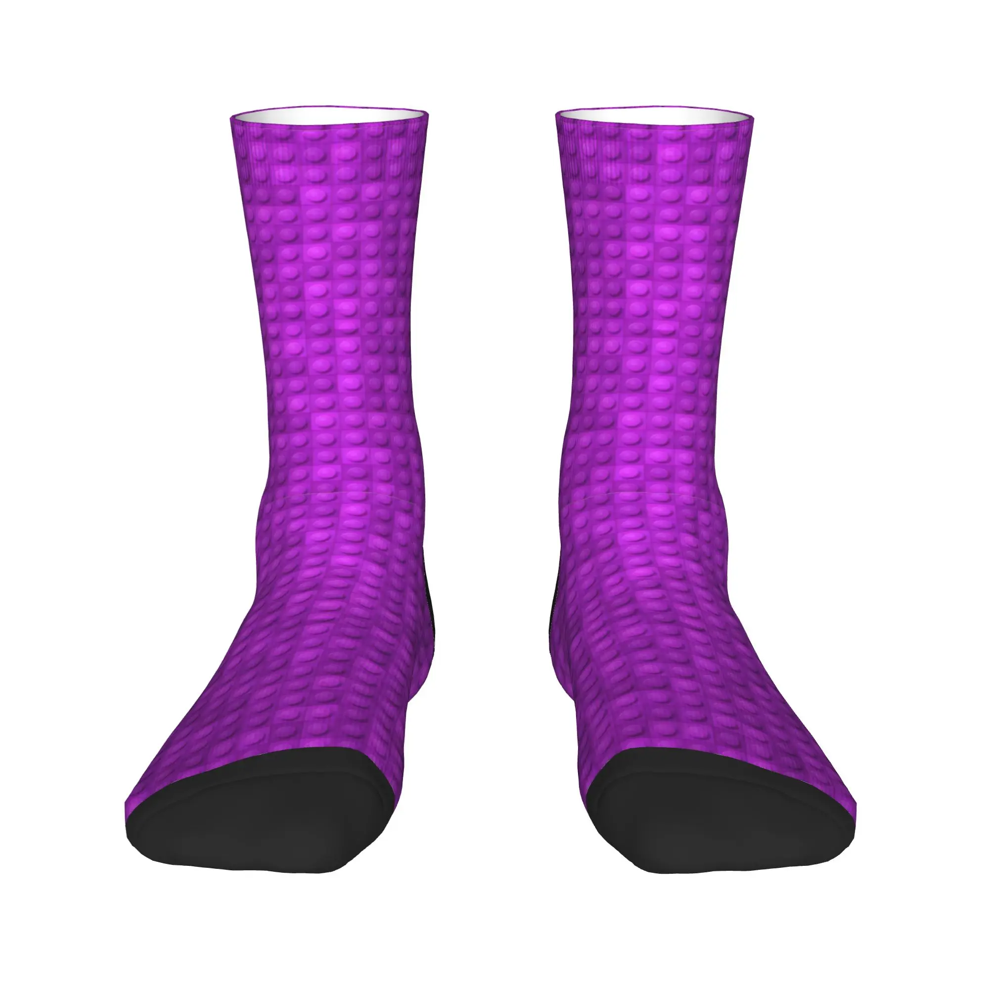Solid Dark Purple Building Blocks Socks  Pattern Stockings Anti Skid Couple Socks Soft Breathable Autumn Gothic Outdoor Socks