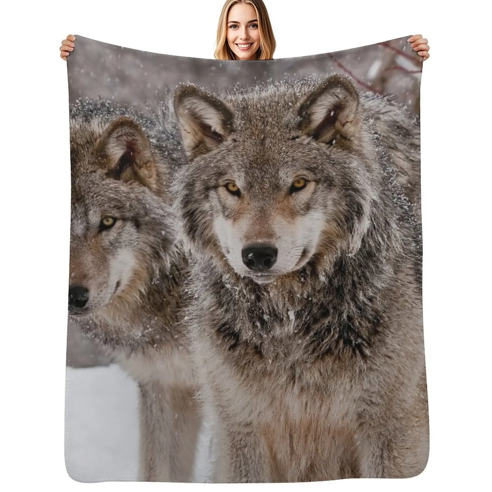 

Timber Wolves Throw Blanket Cute Plaid manga Bed linens Decoratives Blankets