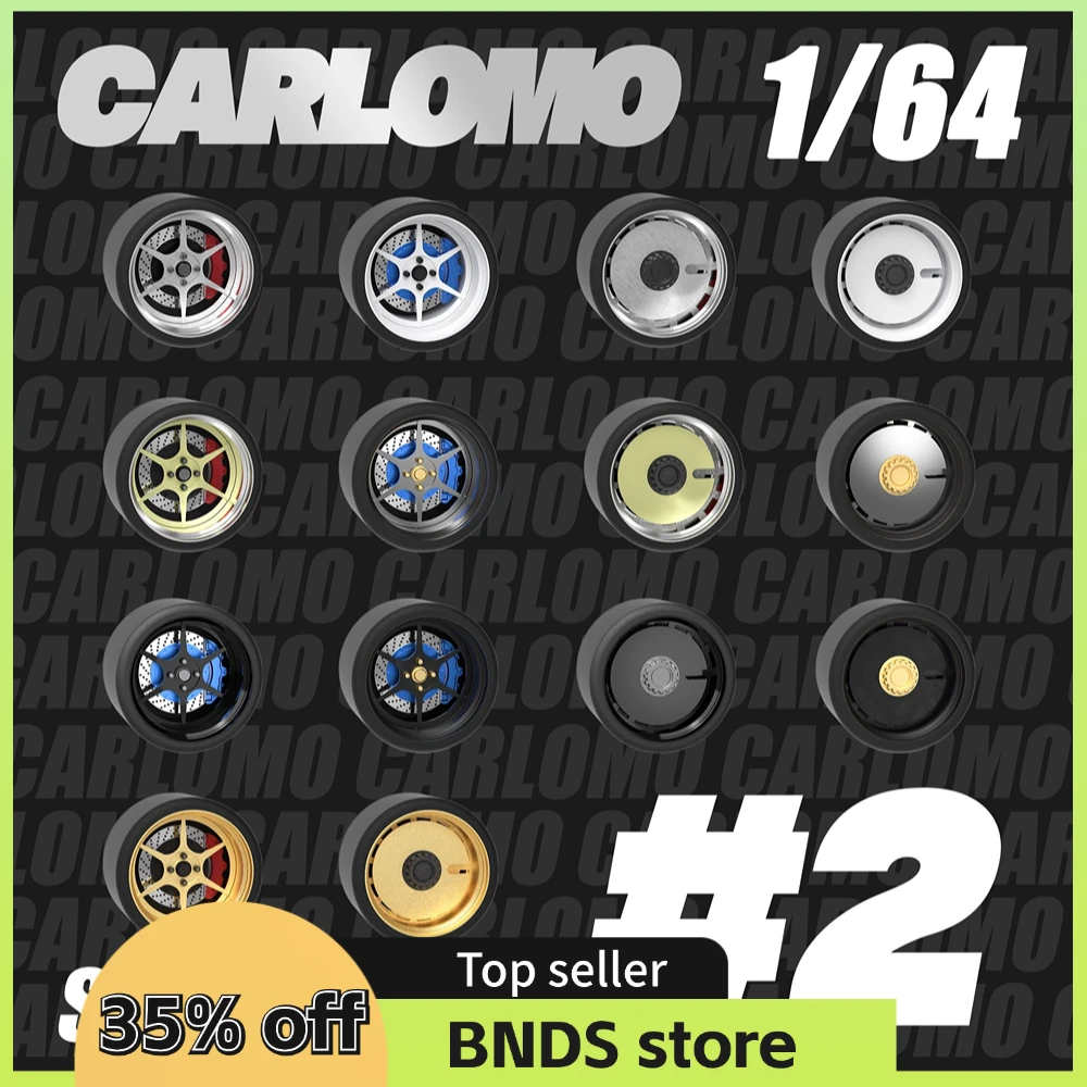 Carlomo 1/64 S-Class Model Car Wheels With Rubber Tires Brake Disc Assembly Rims Refitting Parts for Model Vehicle 4pcs Set