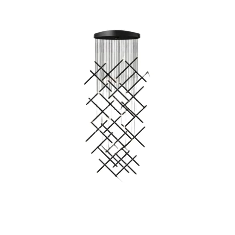 

Modern Black LED Ceiling Long Stripe devise Staircase Chandeliers lighting,Duplex Building Villa Attic Lustres Home decorations
