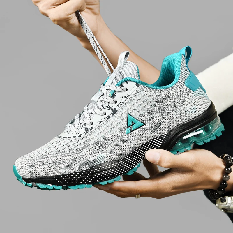 

Sports and leisure shoes, men's shoes, marathon oversized air cushioned shoes, fly woven all season rubber, wear-resistant, anti