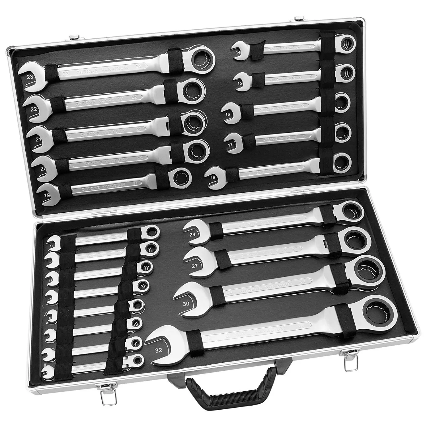 New 6-32mm Joint Ratchet Wrench Set Combination Ended Spanner Kits Vanadium Steel Hand Tools Socket 22 Tlg