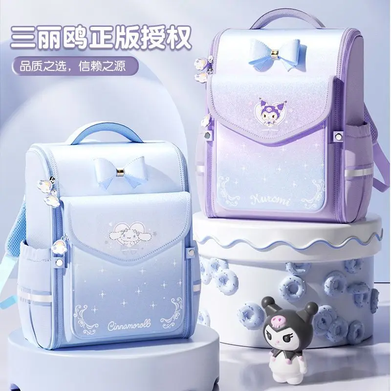 

Kawaii Sanrio Kuromi MELODY Schoolbag Pupil Grade1-3-6 Lightweight Waterproof Children Backpack Reduce Burdens Girls Gifts Toys