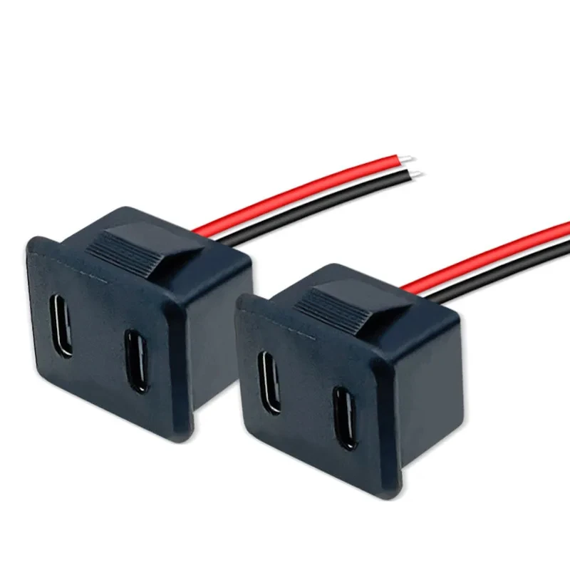 1-5Pcs Double layer TYPE-C Female Base Type-c Socket Female USB Lamp Charging Socket Power Socket with Cable Connector