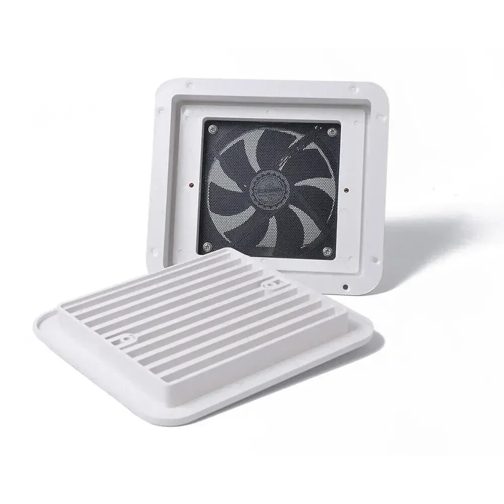 

12V Fridge Vent with Fan for RV Caravan Motorhome Side Air Trailer Vent Ventilation Cooling Exhaust Fan Smoke Ventilation Cover