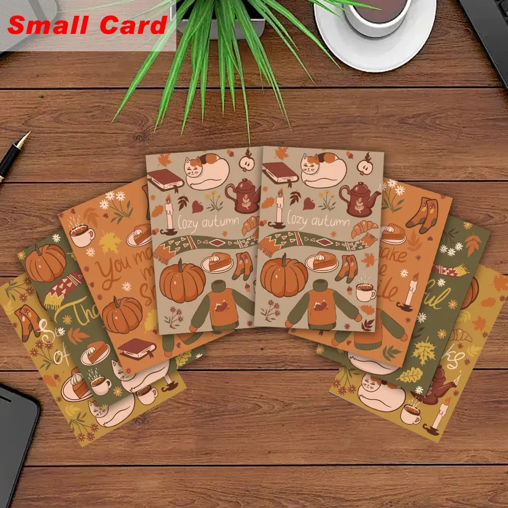 بطاقات عيد الشكر مع الأظرف، بطاقات تهنئة اليقطين الخريفية، هدايا عيد الشكر، بطاقات عشاء عيد الشكر للعائلة أو الأصدقاء #4