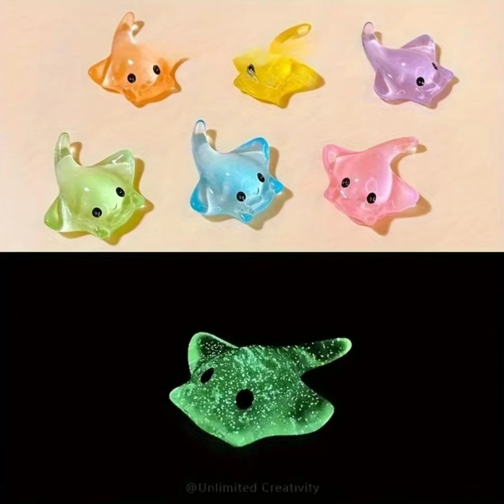 6/12/18PCS Glow in Dark Mini Devil Fish Figurines Realistic Sea Animal Model Aquarium Decor Random Colors