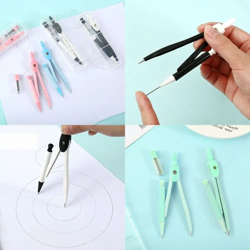 2pcs Exam Metal Compass Set Math Geometry Learning Student Pencil Compass Multi-functional with Box Drawing Tool