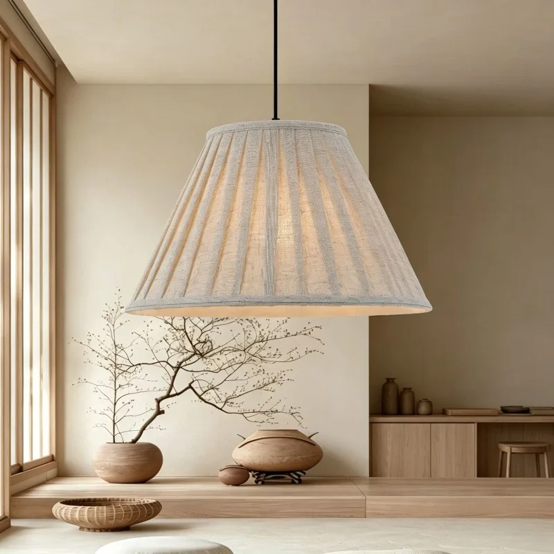 French medieval fabric pendant lamp Nordic style living room bedroom light cream style dining room