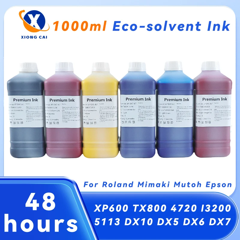 1000ML Eco-Solvent Ink For Epson/Roland/Mimaki/Mutoh TX800 XP600 DX4 DX5 DX6 DX7 DX10 5113 4720 I3200 Printhead Eco Solvent Ink