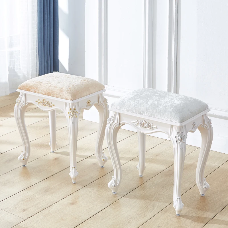 

Small-sized furniture, living room, Princess Vanity Stool - Pink European Dressing Chair with Soft Square Cushion for Makeup"