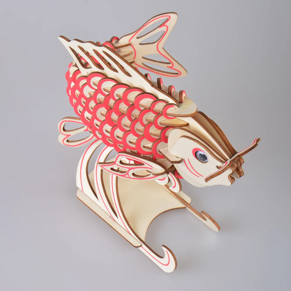 Puzzle poisson carpe en bois, bricolage de construction pour enfants, Kit de casse-tête éducatif, jeu d'apprentissage, cadeau, bricolage pour enfants