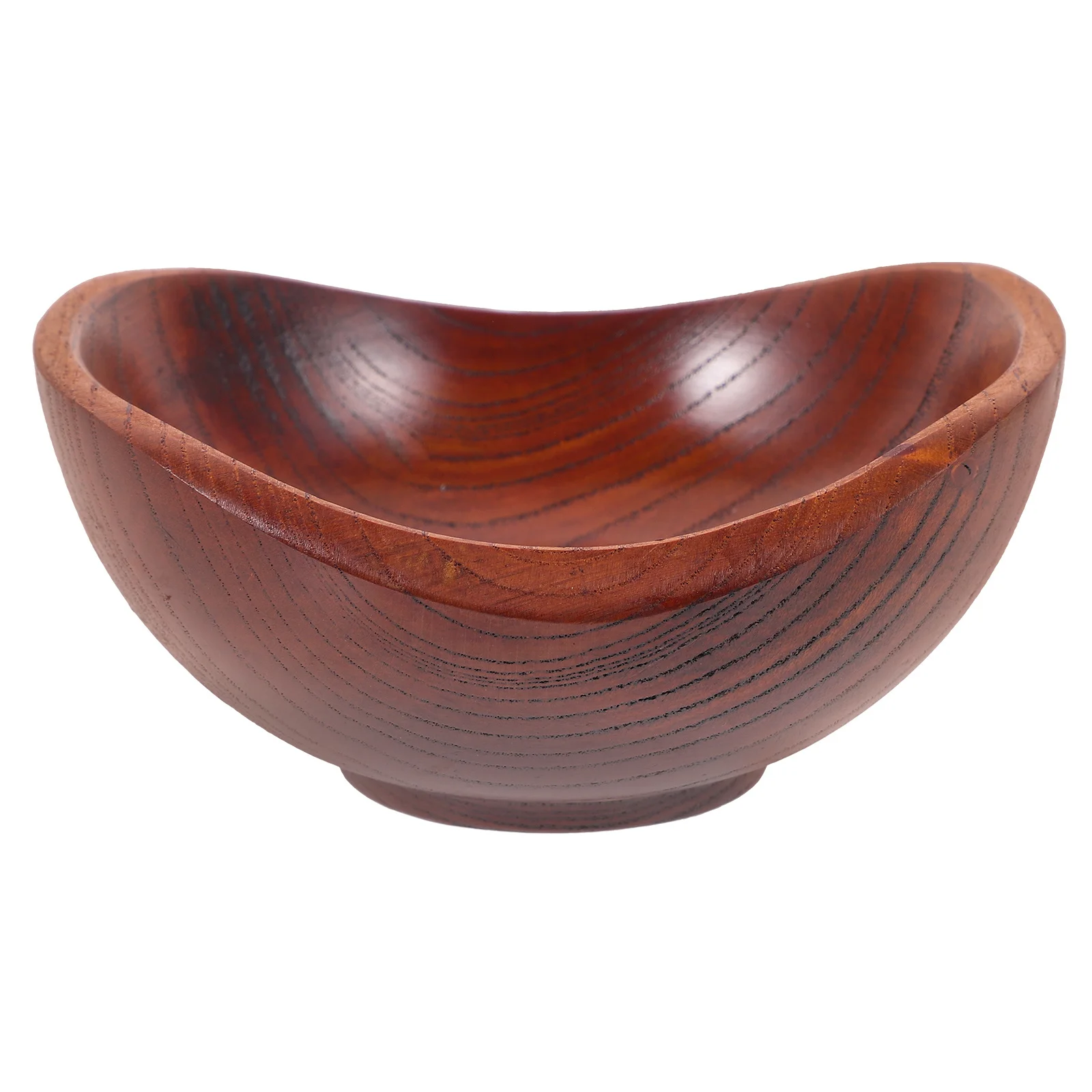 

Rustic Wood Bowl Ingot Shape Seamless Smooth Texture Multiuse Rice Salad Soup Snack Bowl for Home Wedding Gift