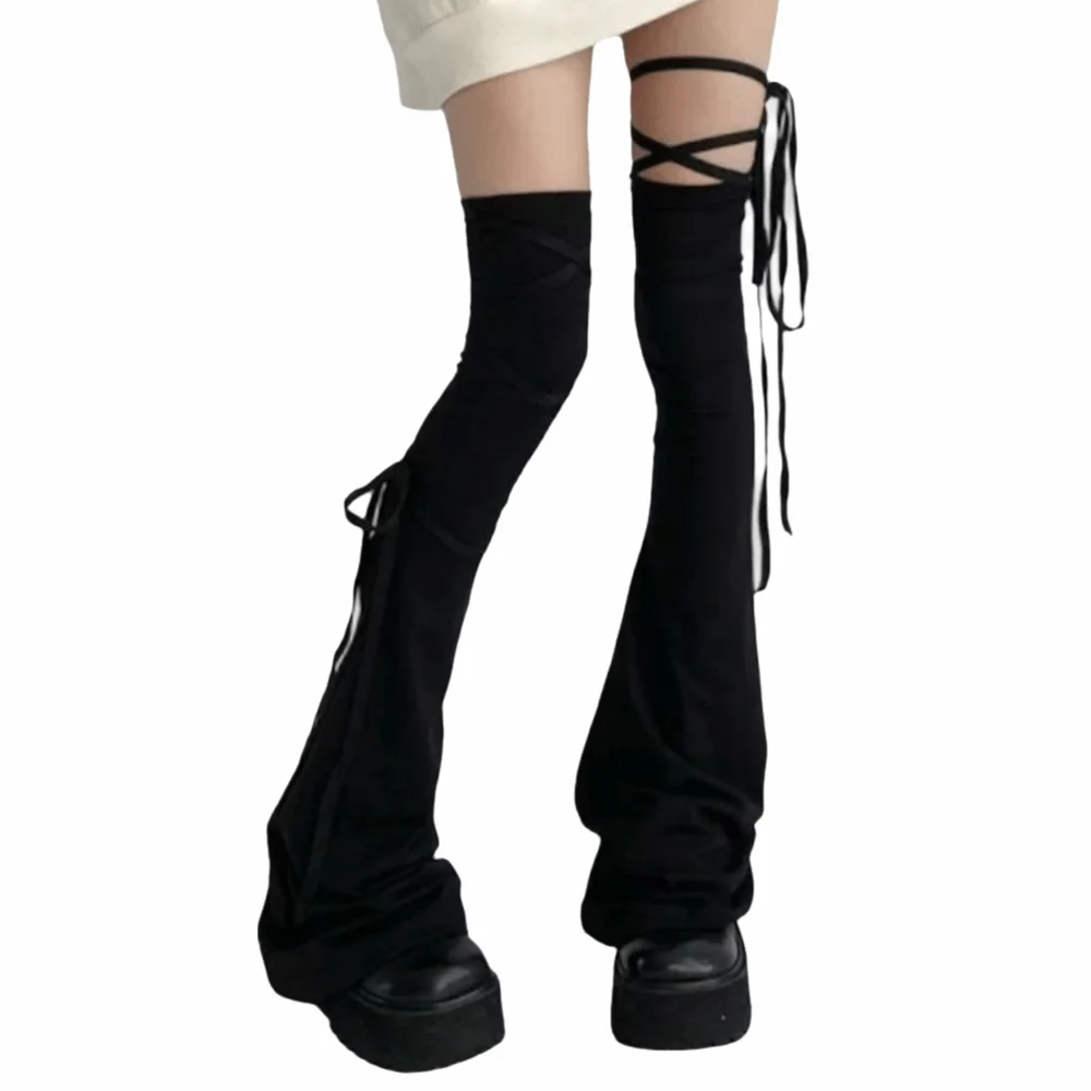 Aquecedores de pernas de algodão hottie, fechamento com cadarço, estilo tubo alto, steampunk, cosplay, multicolorido, aquecedores de pernas de tubo alto, jk girl