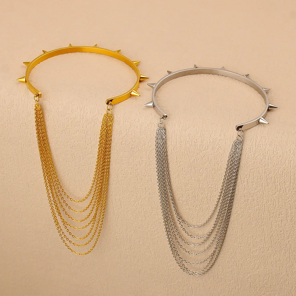 

Fashion Tassel Chain Arm Bracelet Titanium Steel Gold Color Opening Personalized Versatile Bracelet Arm Ring for Woman Gift