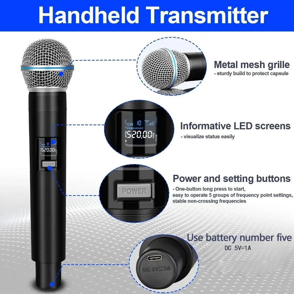 

D400 Professional Handheld Transmitter Wireless Microphone And UHF Wireless Receiver For Singing Outdoor KTV Stage