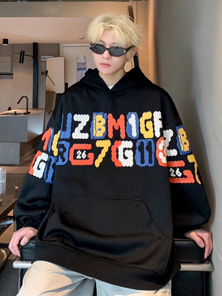 

Молодежная толстовка в стиле хип-хоп для мужчин, плотная, износостойкая, осенне-зимняя верхняя одежда, повседневная, свободного кроя, с длинными рукавами, из полиэстера.