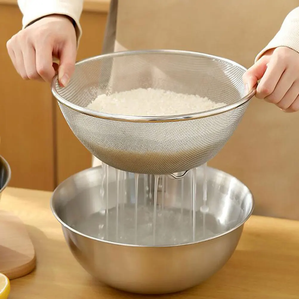 

Drain Basket Rice Washing Sieve Rinsing Colander Strainer Vegetable Dish Filter for Kitchen Metal Mesh