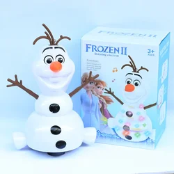 Disney Frozen 2 Dancing Snowman Olaf Robot With Led Music Flashlight Electric Action Figure Model Kids Toys For Children Gift