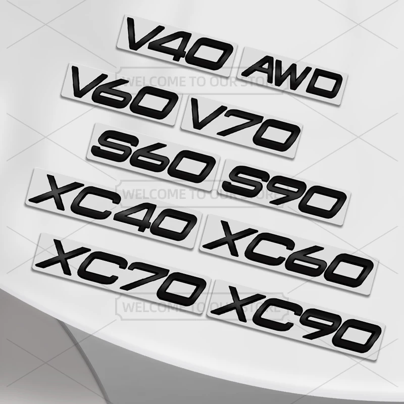 

Car 3D Metal For Volvo AWD V40 V60 V70 XC40 XC60 XC70 XC90 S60 S90 S80 Glossy Black Body Emblem Badge Decals Auto Tail Stickers