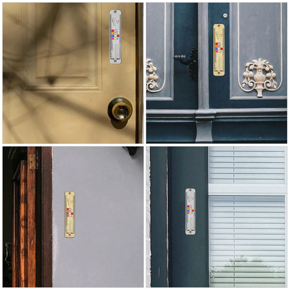 

Metal Mezuzah with Scroll 2 Sets Ornament Jewish Religious House Decor Retro Metal Adornment for Front Gate