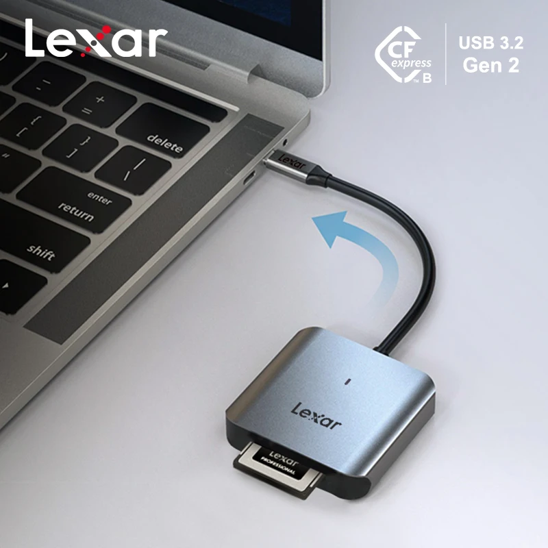 Lexar USB 3.2 Type-C CF قارئ بطاقات RW510 CFexpress Type-B قارئ بطاقات الذاكرة 10Gbps نقل قارئ معدني