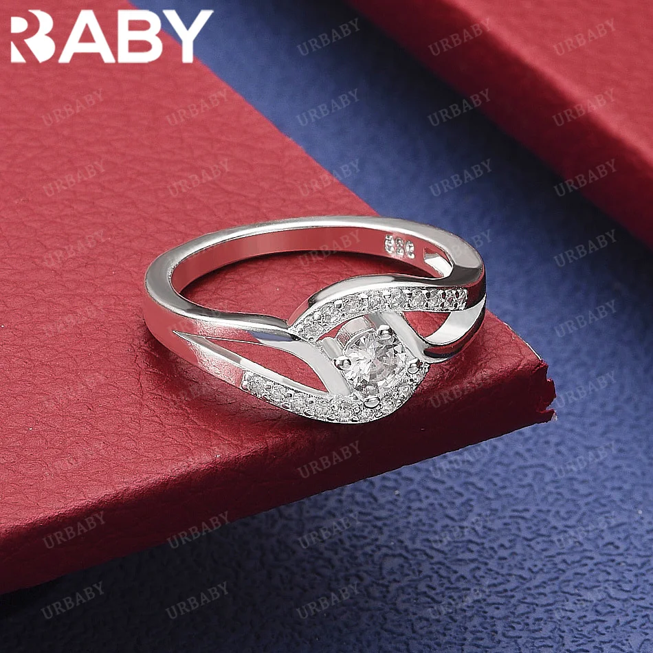

URBABY 925 Sterling Silver Size 7-10 Contract Zircons Ring For Women Grace Jewelry Trend Fashionable Birthday Party Gifts