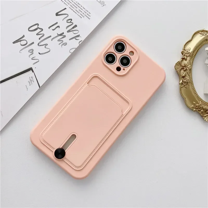 Can Insert Card Phone Cases For iPhone 16 Pro Max 15 14 13 12 11 XS XR SE2/SE3 7 8 Plus Lens Protection Back Covers