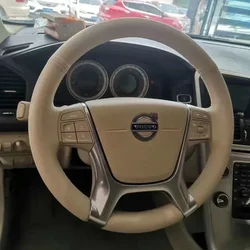 Hand Sewing Braid Car Steering Wheel Cover for Volvo XC60 S80 S90 S60 XC40 V40 XC90 Car Genuine Leather DIY Interior Accessories