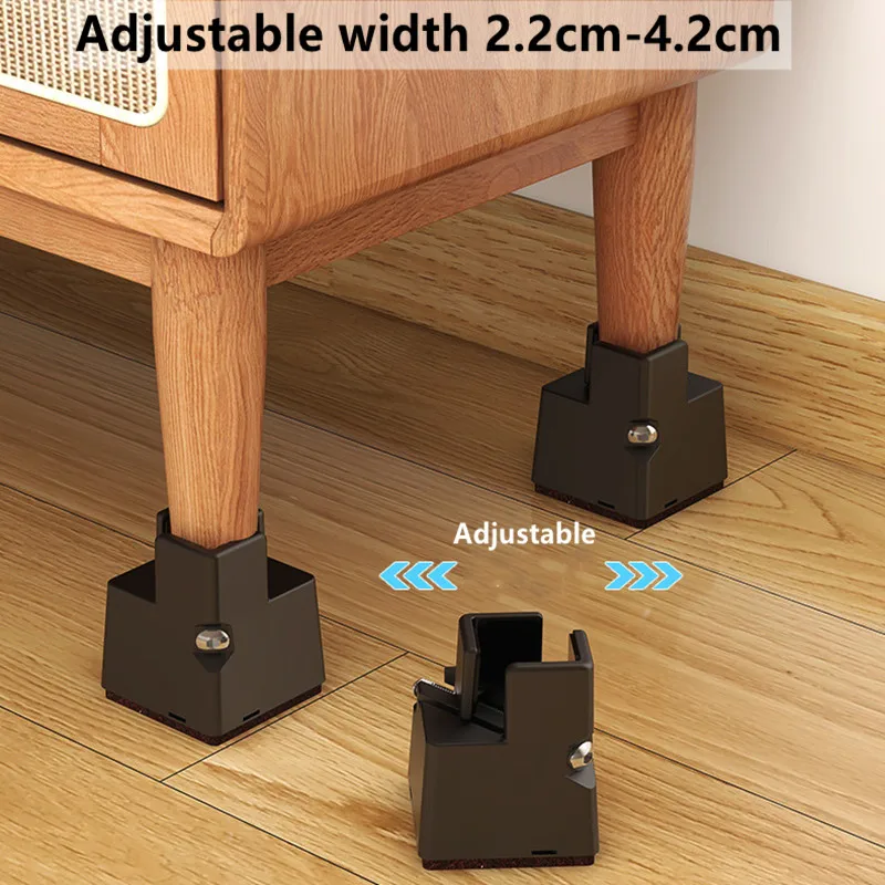 4PCS Adjustable Chair Feet Riser Screw Clamp 5-10cm Height Heavy Duty Sofa Tables Bed Furniture Risers Square Round Chair Legs