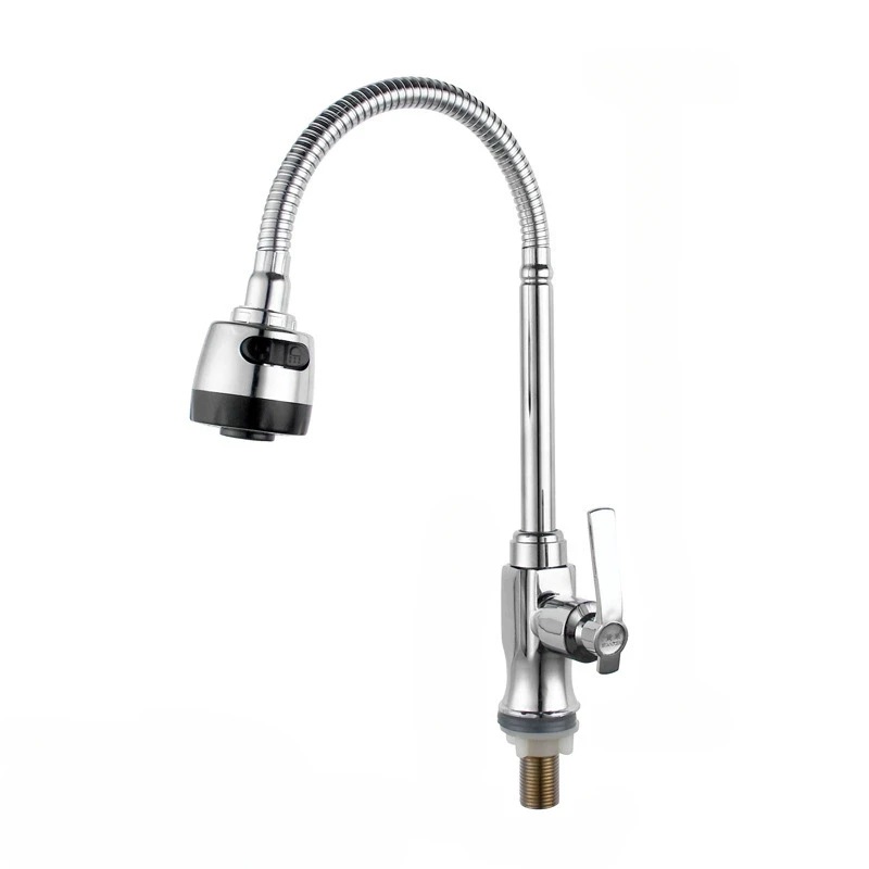 Zinc Alloy Vertical Single Cooling Faucet High Bending Single Cooling 4 Points Column Basin Faucet Wash Basin Faucet