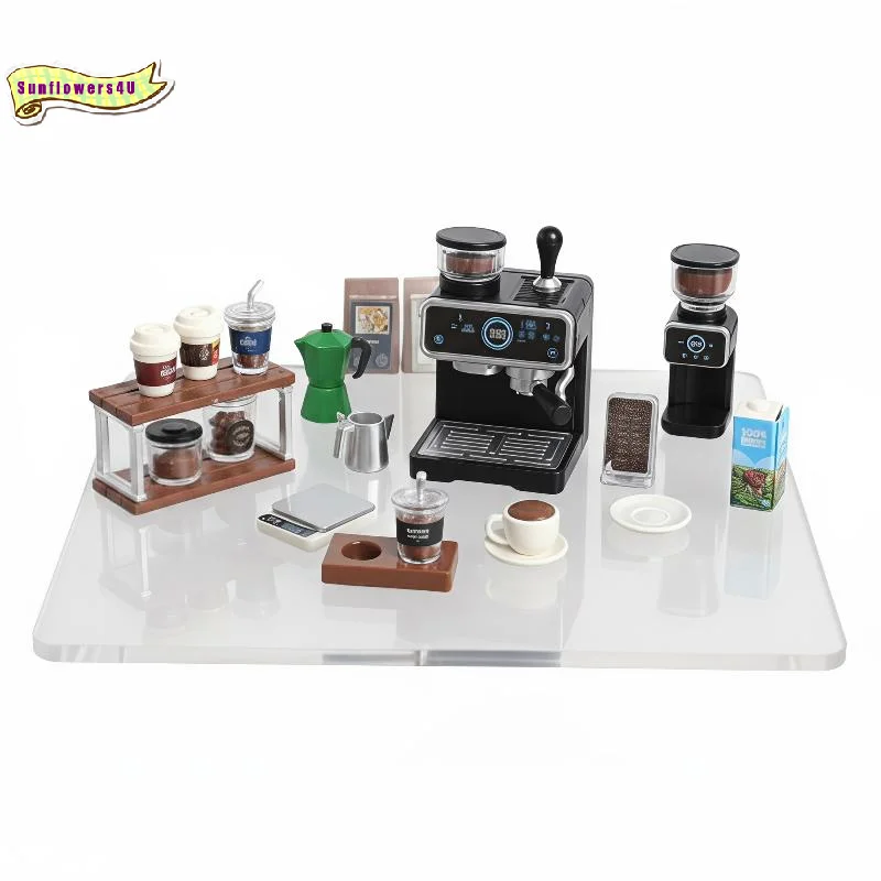 1:12 Dollhouse Miniature Coffee Machine Cup Set Detailed Life-Size Replica Kitchen Model for Doll House Decoration Kids Gift