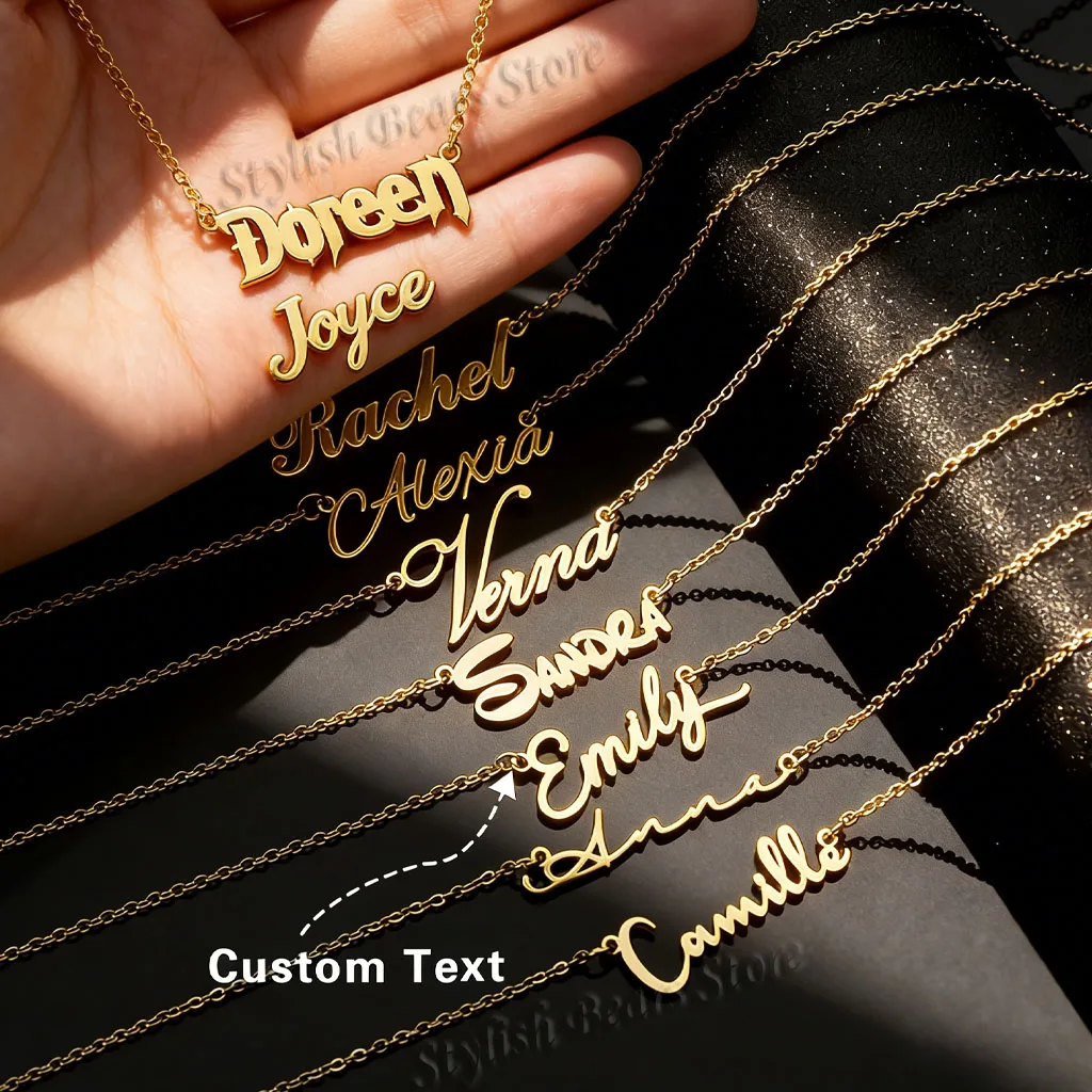 

Personalized Custom name Necklace Stainless Steel Choker Necklace Birthday Gift for her Bridesmaid Mother's Day Gifts