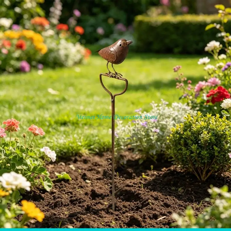 H7BF Sturdy Wrought Iron Bird Sculpture With Ground Spikes For Secure Installation In Gardens And Park Landscaping Projects