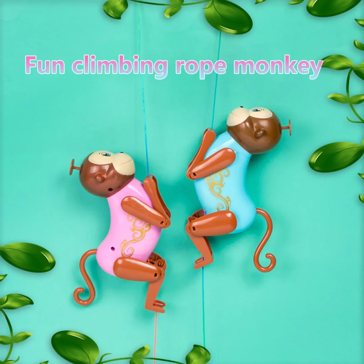 

[Interactive Cartoon] Climbing Monkey Toy - Pull String Climbing+Funny Actions, Age 3-18 Gross Motor/Cause-Effect